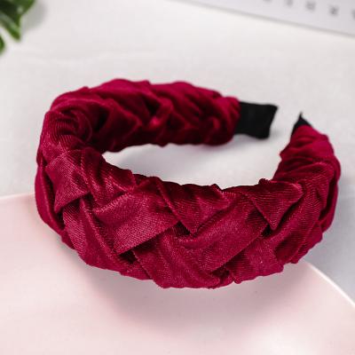 China New HB522 2020 Hot Selling Women's Wide Wide Popular Hairband Hair Band Velvet Braided Headband Popular Hair Band for sale