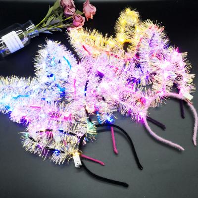 China HB1015A LED Thin Light Headbands Party Rabbit Ear Hairband Eco-friendly Unique Furry Hairband Fashion For Girl Diadema for sale