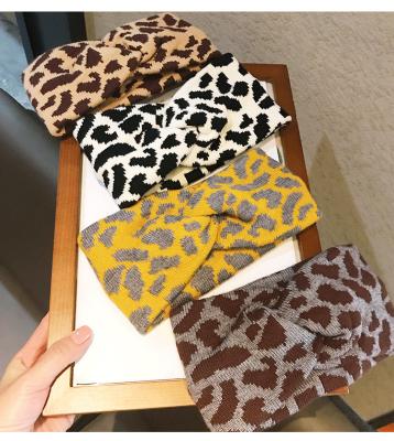 China HB787A Comfortable High Quality Elastic Fabric Tied Headband Eco-friendly Leopard Print Headband Hairband For Winter for sale