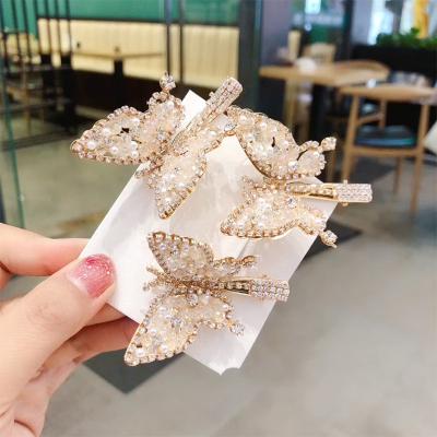 China HC121A Fashion Boutique High Quality Rhinestone Butterfly Hair Clips Alloy Luxury Gold Hair Clip Hair Accessories For Girl for sale