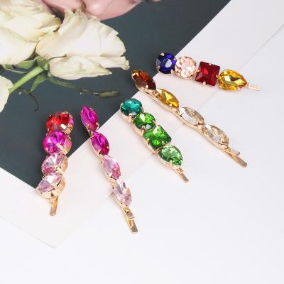 China HC390 Eco-friendly Fashion To Colorful Rhinestone Hair Accessories Running Water Drop Crystal Hair Clip Set Kids Hair Clips For Girls for sale