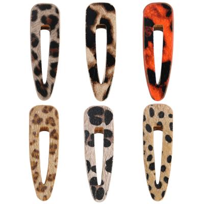 China Wholesale Animal Hair Decoration HC132A PU Leather Hairpins Hair Clip Pattern Hair Clip Metal Hair Accessories Fall And Winter For Girls for sale