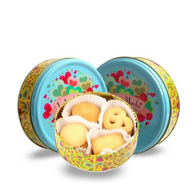 China Round Delicious Tin Food Butter Cookies Natural Mothers Day Gift Best Seller for sale