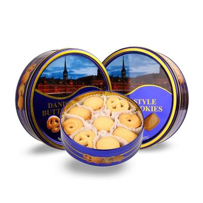 China New Year Gift Fmcg Natural Chinese Food Products Round Tin 340g Butter Cookies for sale