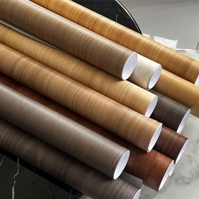 China Wood Grain PVC Furniture Foil Roll For Home Kitchen Cabinets Doors for sale