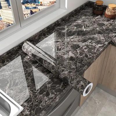 China Oil Proof High-Definition Digital Printing Marble PVC Decorative Film For Kitchen Counter-Top for sale