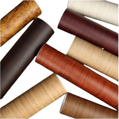 China Low MOQ Factory Price Self-Adhesive Wallpaper Furniture Sticker Vinyl Wood Grain PVC Film For Sale for sale