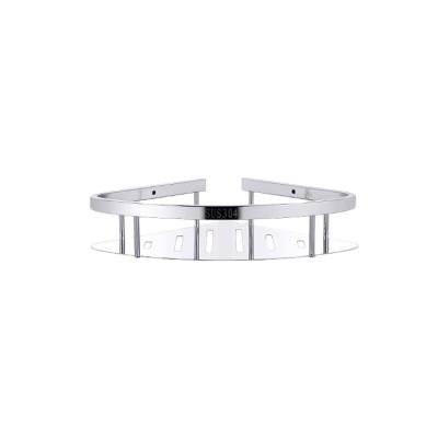 China Durable Polished OEM 304 Stainless Steel Bath Corner Wall Mounted Bracket For Bathroom Single Tier Shelf for sale