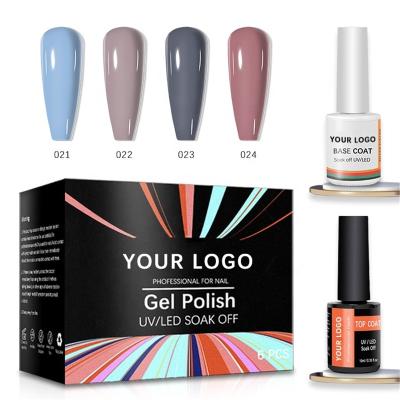 China Korean Morandi Series Color Nails Gel Set 4 Color Private Label Gel Nail Set 4 Color Gel 1 Set UV Gel Polish Bottom Coat 1 Top Coat for sale