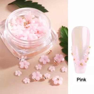 China Natural Fashion 3D Nail Art White Pink Flowers Accessories Jewelry Mixed Silver Gold DIY Nail Decoration Manicure Design Nail Drill for sale