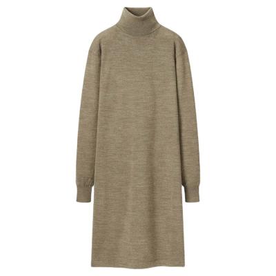 China Autumn Sexy Turtle Neck Sweater Dress Women's Clothing Autumn Rib Knit Dress Long Sleeve Anti-Static Turtle Neck Sweater Dress for sale