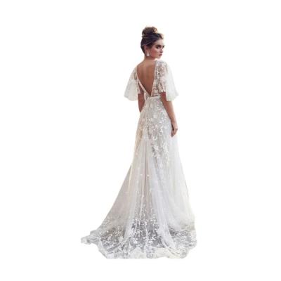 China Breathable professional manufacturers wholesale and customize flower embroidery wedding dress business banquet backless evening dress for sale