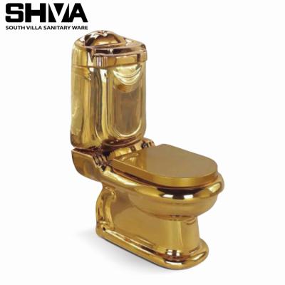 China Gold Plated Toilet Double-flow Chaozhou Manufacturer Luxury Sanitary Ware Two Piece Canvas for sale