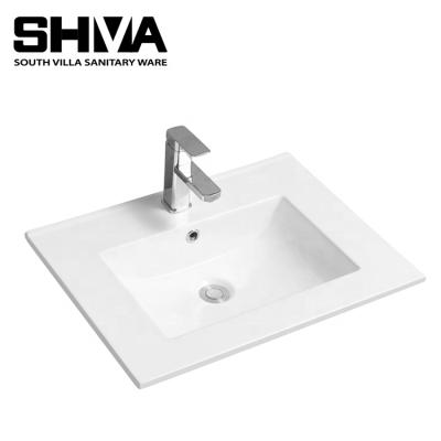 China Modern SHVA Brand Bathroom Sanitary Ware White Ceramic Countertops Slim Edge Wash Basin for sale