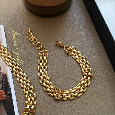 China 10mm Wide Brass Watch Band Chain Choker Hollow 18K Gold Plated Necklace 10mm Wide Watch Band Chain Choker Necklace Hollow Brass 18K Gold Plated Necklaces For french hot women ins fashion jewelry 2022 for sale