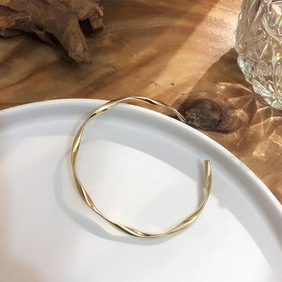 China Wave Shape Gold Plated Bracelets Twisted Irregular Open Thin Bracelets Wave Shape Gold Plated Bracelets Twisted Irregular Open Thin Bracelets For Women Brass Simple Minimalist Jewelry 2021 Hot Adjustable for sale