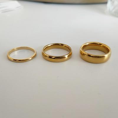 China 30 Sizes Polish 18K Gold Plated Wide Thin Band Rings 30 Sizes Polish 18K Gold Plated Wide Thin Band Rings Circle Geometric Rings For Simple Ring Minimalist 316L Stainless Steel women for sale