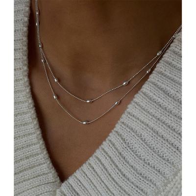 China 925 Sterling Silver Small Beads Chain Bean Shape Thin Dainty Necklace 925 Sterling Silver Small Beads Chain Bean Shape Thin Dainty Necklace for Women Refine Minimalist Silver Jewelry 2022 for sale