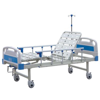 China Cheap Manufacture Supplier Price Manual 2 Crank Adjustable Hospital Spray Medical Patient Bed With Wheel for sale