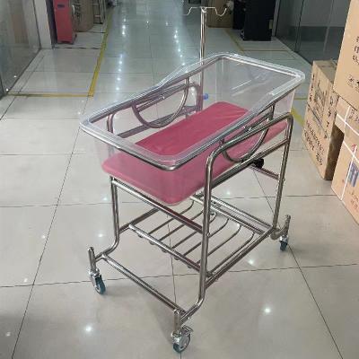 China Commercial Hospital Furniture Stainless Steel Infant Cribs Infant Bed Medical Adjustable Baby Cradle for sale