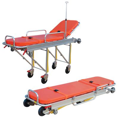 China Stainless Steel Portable Manual Hospital Emergency Ambulance Stretcher General Economic Adjustable Folding Patient Trolley for sale