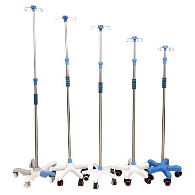 China Modern Stainless Steel Hospital 5 Legs Mobile Drip IV Rack Stand for sale