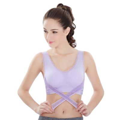 China Breathable Push Running Sports Shockproof Underwear Lace Up Front Cross Side Buckle Plus Size Women Fitness Yoga Bra for sale