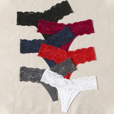 China Summer girl breathable mature temptation cavity underwear transparent ladies briefs mesh ultra-thin women panties lace up thongs for sale