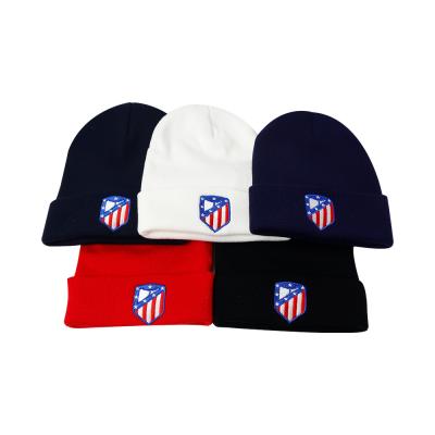 China COMMON Embroidery Logo Keep Warm Winter Cap Beanie Knitted 2D/3D Football Club Hats for sale