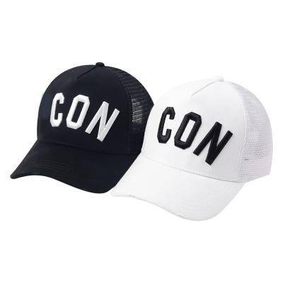 China COMMON Wholesale Custom Men's Mesh Cheap Custom 6 Panel Custom Embroidered Black Trucker Cap Plain Trucker Hats for sale