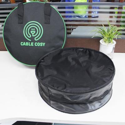 China Durable Black Round Oxford Bag For EV Charging Cable And Portable EV Charger for sale