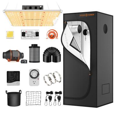 China Easily Gathered Spider Farmer SF1000 100W Led Lightweight 2x2 Grow Tent Complete Kit With Full Grow Accessories for sale