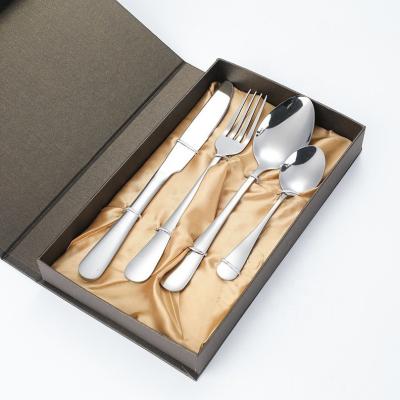 China Sustainable Hot Sale 410 Stainless Steel Spoon And Fork 4pcs Set Gold Flatware Set For Wedding for sale