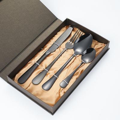 China Factory Direct Sale Viable 410 Stainless Steel Black Flatware 1010-4pcs Cuttlery Set Gift Box for sale