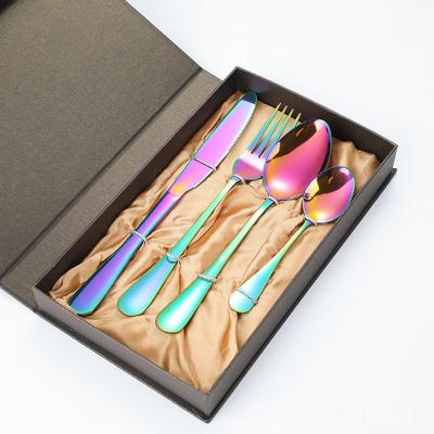 China Factory Direct Sale Viable 410 Stainless Steel Black Flatware 1010-4pcs Cuttlery Set Gift Box for sale