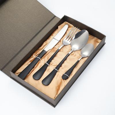 China Hot Sale 4-Piece Stainless Steel Flatware Set Reusable Reusable Cheap Cutlery Set Hotel Wedding Gift Flatware Set for sale