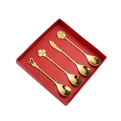 China Amazon New Arrival Christmas Ornament Stainless Steel Scoop Cake Dessert Viable Teaspoon for sale