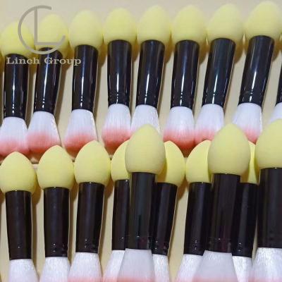 China Double Ended Soft Touch Makeup Brush Sponge With Powder Brush for sale