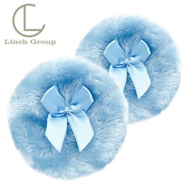 China Cotton Non-latex Puff Powder Pure Blue Velvet Cosmetic Loose Velvet Super Softer Power Puff for sale