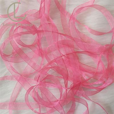 China LC-DR098 Bright Color Stability Rainbow Colors Custom Logo Printed High Quality Gift Wrapping Organza Lace Ribbon for sale