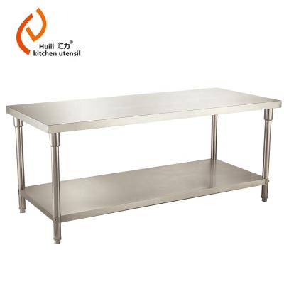 China Stainless steel 201/304 stainless steel work table and bench with double layers for kitchen and hotel for sale