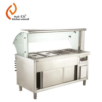 China Four Pan Open Well Electric Steam Easy Table with Cabinet and Glass Hood for sale