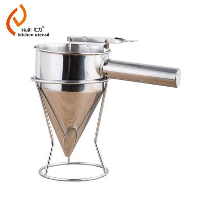 China Stainless Steel Funnel Dispenser Plunger Viable Cooking Funnel with Stand for Cake Desserts Bakery for sale