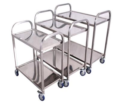 China Easy Commercial Round 2-Tiers Tube Stainless Steel Kitchen Restaurant Equipment Food Serving Cart For Hotel for sale