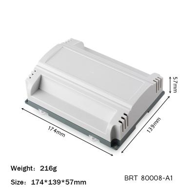 China 174*139*57mm Plastic Control Box PLC Enclosure Din Rail ABS Fireproof DIY PCB Shell for sale