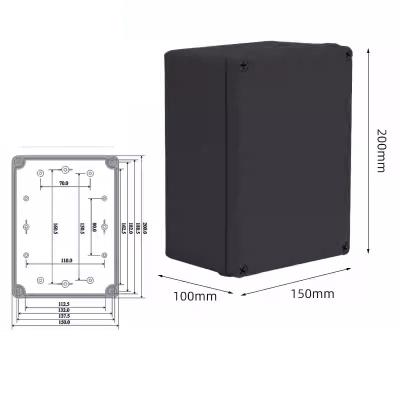 China 200*150*100mm Plastic Screws ABS Black Weatherproof Enclosure Box for PCB DIY for sale