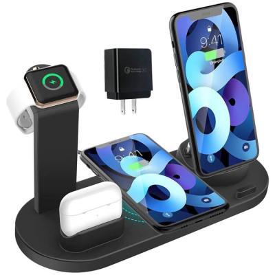 China 10w Fast Charging 4 in 1 Portable Qi Phone Holder Watch Station Pad Dock 10w 3 in 1 Wireless Charger Station for Phone for sale