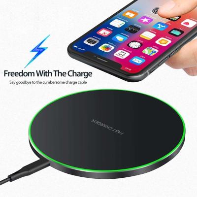 China Aluminum Alloy Fast Wireless Standard Mobile Phone LED Light 10W/15W Universal Wireless Charger Phone Pad Protection for sale