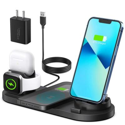 China Slim and fast charging 6 in 1 headset 15w bracket phone charger radio wireless charging station 3 in 1 wireless charger for sale