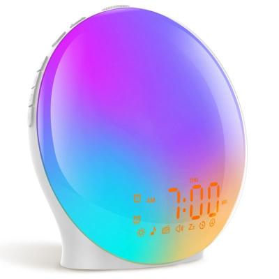 China Full Screen Radio With Fm Channels Smart Wake Up Light Sunrise Alarm Clock For Kids Adults Bedrooms for sale